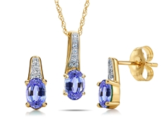 Zlatá souprava s tanzanity a diamanty L'Amour Diamonds BSOUP006F + DÁREK ZDARMA