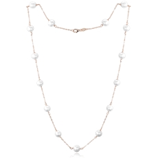 Stříbrný zlacený náhrdelník s přírodními perlami JMAS7050RN50 + dárek zdarma