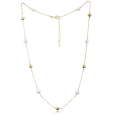 Stříbrný zlacený náhrdelník s přírodními perlami JMAS7050GN50 + dárek zdarma