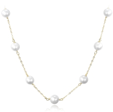 Stříbrný zlacený náhrdelník s přírodními perlami JMAS7052GN42 + dárek zdarma