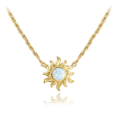 Dámský stříbrný zlacený náhrdelník s opálovým sluníčkem JMAS0185GN45