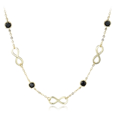 Stříbrný náhrdelník nekonečno s černými zirkony JMAN0232GN45 + dárek zdarma