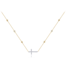 Dámský náhrdelník ze žlutého zlata s křížkem a kuličkami 45cm ZLNAH170F + DÁREK ZDARMA