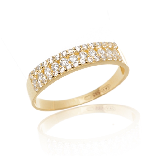 Dámský prsten ze žlutého zlata se zirkony PR0706F + DÁREK ZDARMA