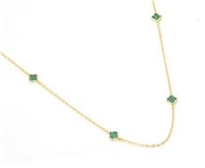 Stříbrný zlacený náhrdelník se čtyřlístky s malachitem STNAH218F + dárek zdarma