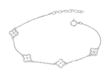 Dámský stříbrný náramek se čtyřlístky 17-20 cm STNA0773F