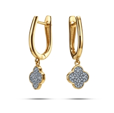 Zlaté náušnice se čtyřlístky s diamanty L'Amour Diamonds CE2652Y + dárek zdarma