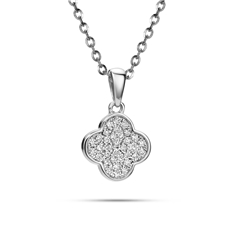Přívěšek z bílého zlata čtyřlístek s diamanty L'Amour Diamonds CP4871W + dárek zdarma