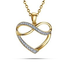 Zlatý přívěšek srdíčko s nekonečnem s diamanty L'Amour Diamonds JP7013Y + dárek zdarma