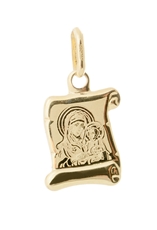 Zlatý přívěšek pergamen s Pannou Marií a Ježíškem ZZ1179F + Dárek zdarma