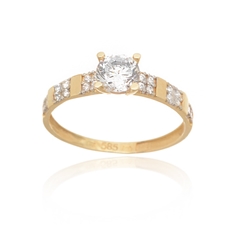 Dámský prsten ze žlutého zlata se zirkony PR0709F + DÁREK ZDARMA