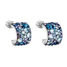 Stříbrné náušnice visací s krystaly Swarovski modrý půlkruh 31280.3 blue style