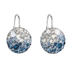 Stříbrné náušnice visací s krystaly Swarovski modré kulaté 31176.3 ice blue