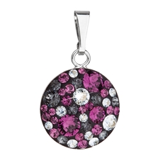 Stříbrný přívěsek s krystaly Swarovski fialový kulatý 34225.3 dark amethyst