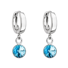 Stříbrné visací náušnice kroužky se Swarovski krystalem 31300.3 aqua